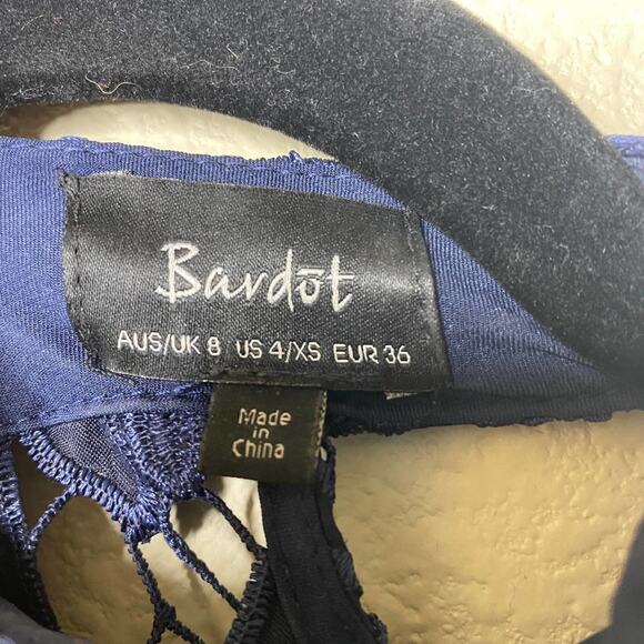 Bardot Floral Lace Halter Navy Blue Pencil Sheath Dress Cocktail Formal Size 4 - Picture 10 of 12